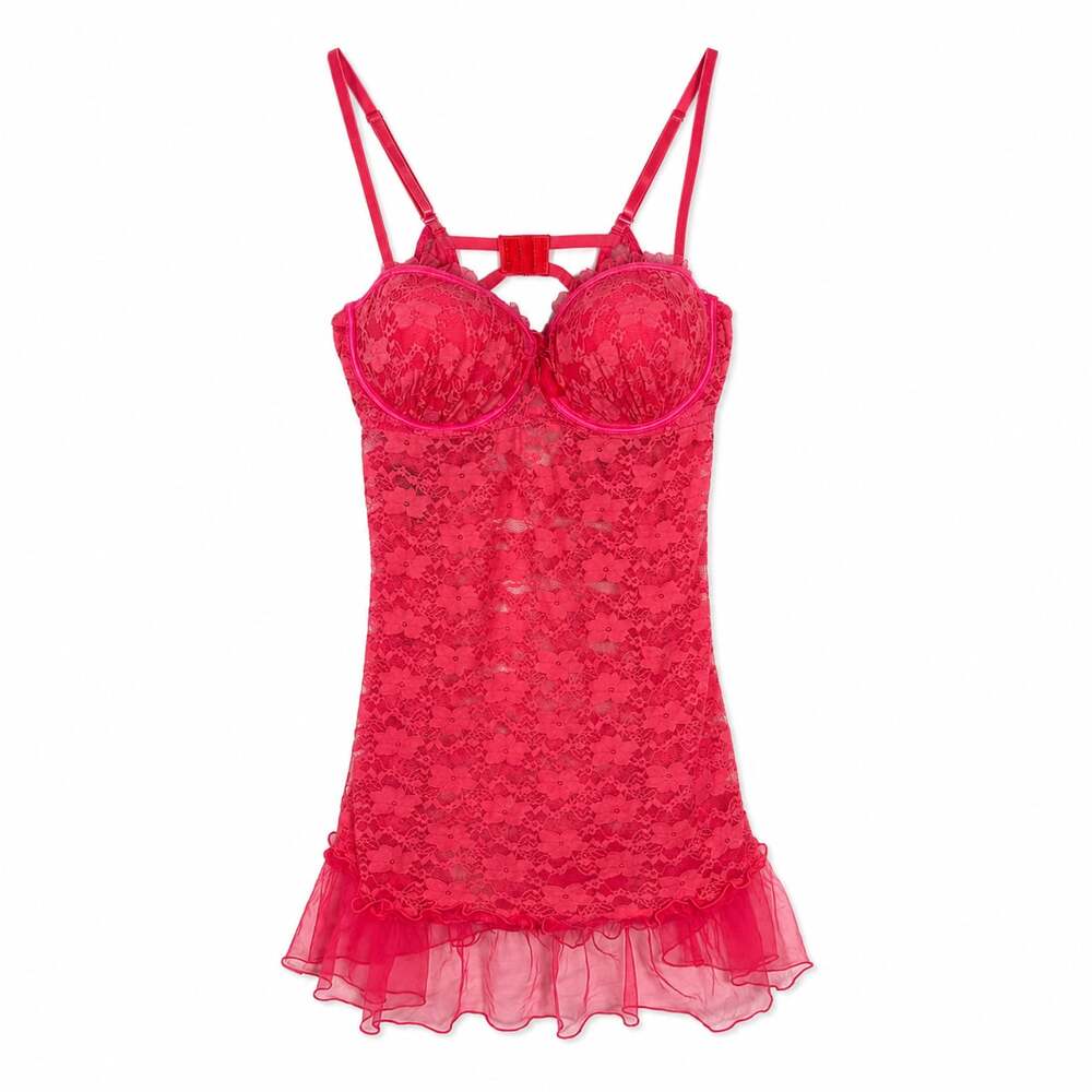 Black Fuchsia by Secret Lace LLC Lingerie Lace Babydoll Chemise